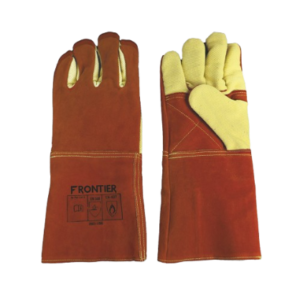 Frontier Split Leather Para-Aramid Maroon & Yellow Gloves